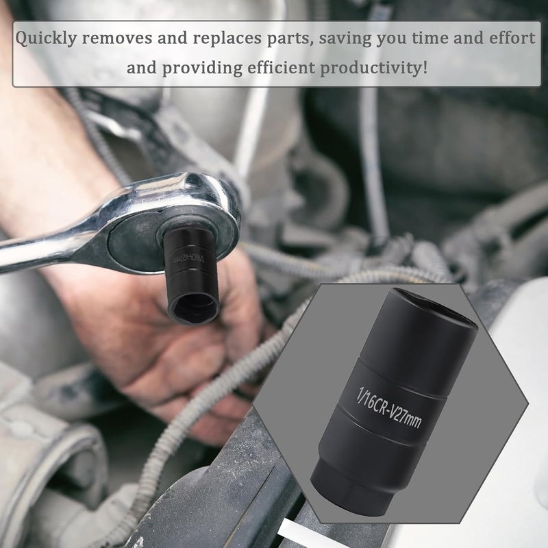 vvag Oil Pressure Sensor Socket, 1 1/16 Socket Switch Fits 3/8" Drive 1-1/8" Hex Wrench, Universal Oil Pressure Switch Socket, Professional car tools for Quick Removing Installing Oil Sending Unit (Black) - Image 5